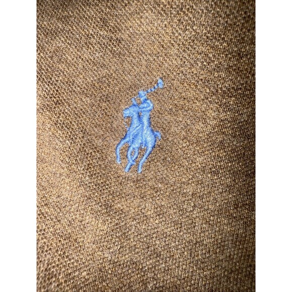 Polo Ralph Lauren Mens Polo Shirt Brown 2XB Cotton 2 Button Long Sleeve Pony - Picture 3 of 7
